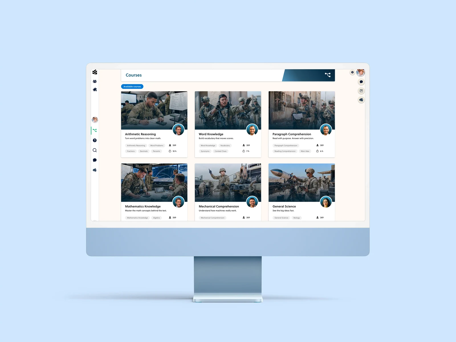 Branded learning community example in a blue theme